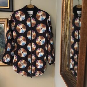 Moschino Black Gold CD Pattern Jacket Size 38 Small Medium DJ Costume halloween